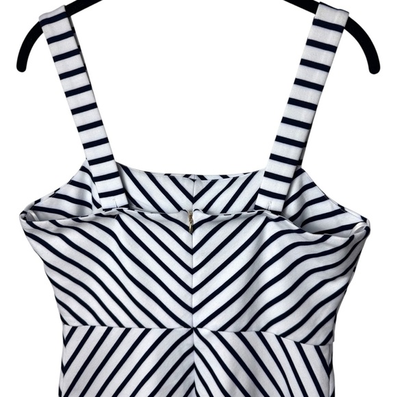 Draper James Navy Blue Chevron Stripe Midi Dress Coastal Yacht Club Adjustable M - Picture 6 of 12